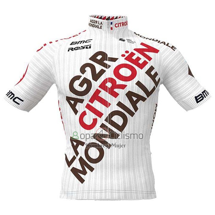 Ag2r Citroen Team Ropa Ciclismo Culotte Corto 2021 Mangas Cortas Blanco